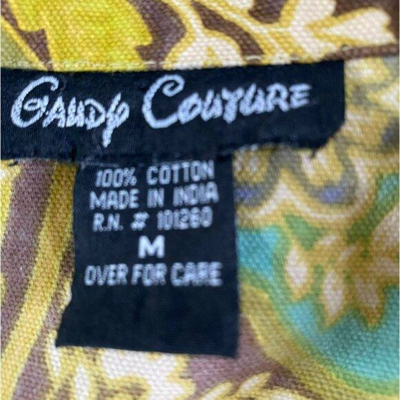 Gaudy Couture Womens Yellow Paisley Jacket with Green Sequins Size M Boho Fairy - Picture 3 of 9